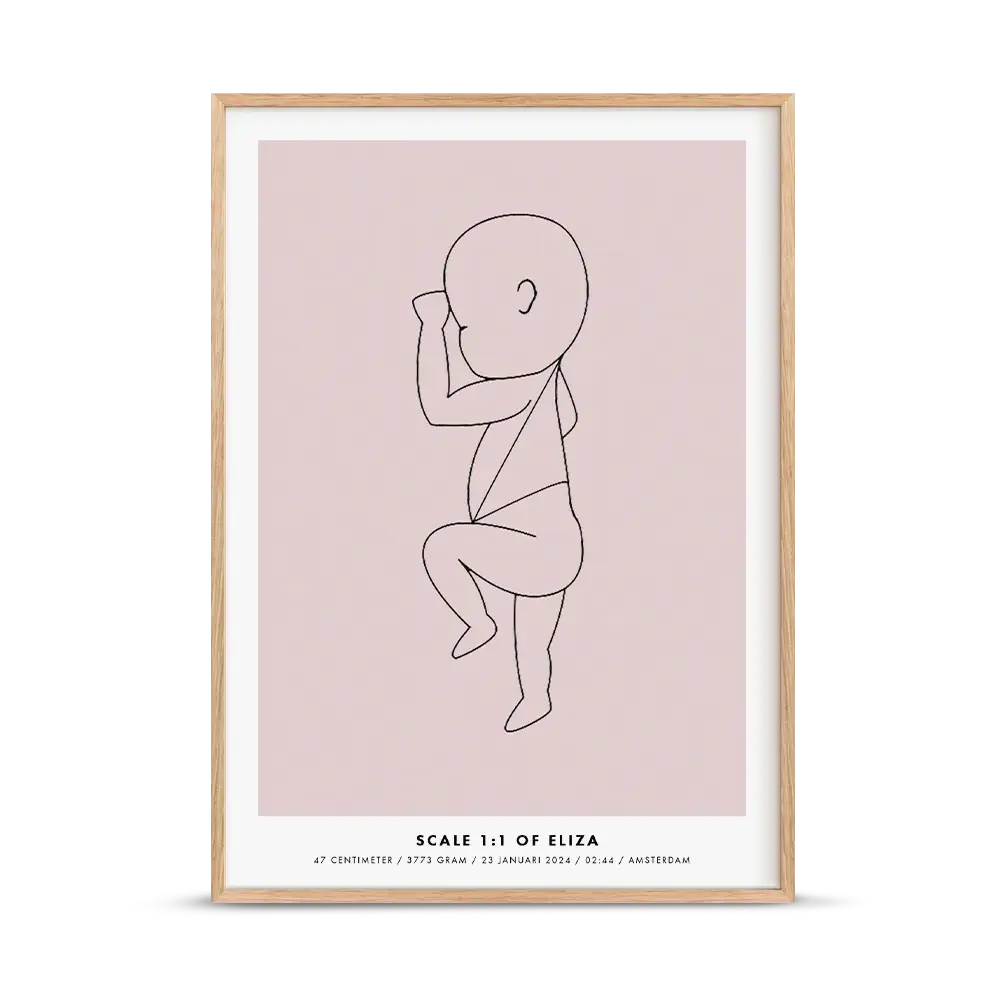 Birth poster line-pink Birth poster line-pink
