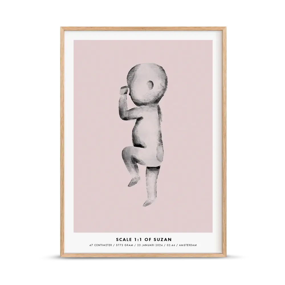 Birth poster aquarel pink